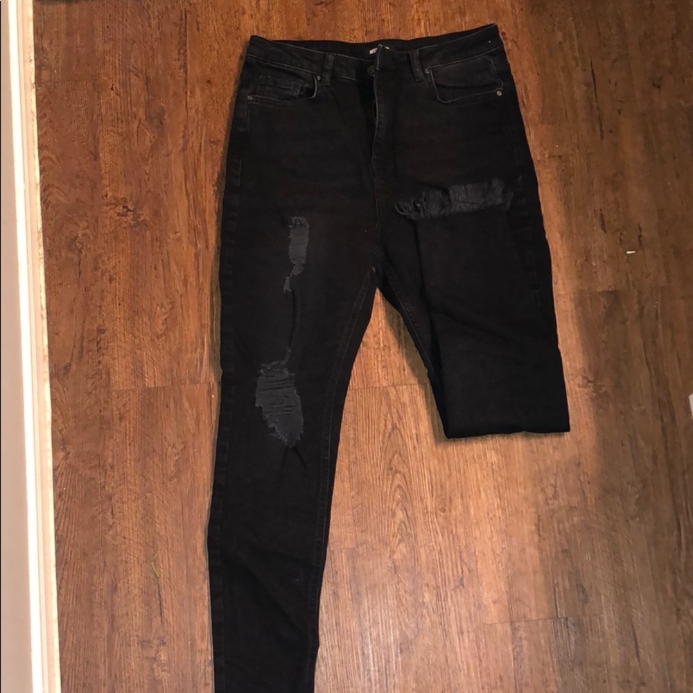 High waisted black distressed misguided jeans